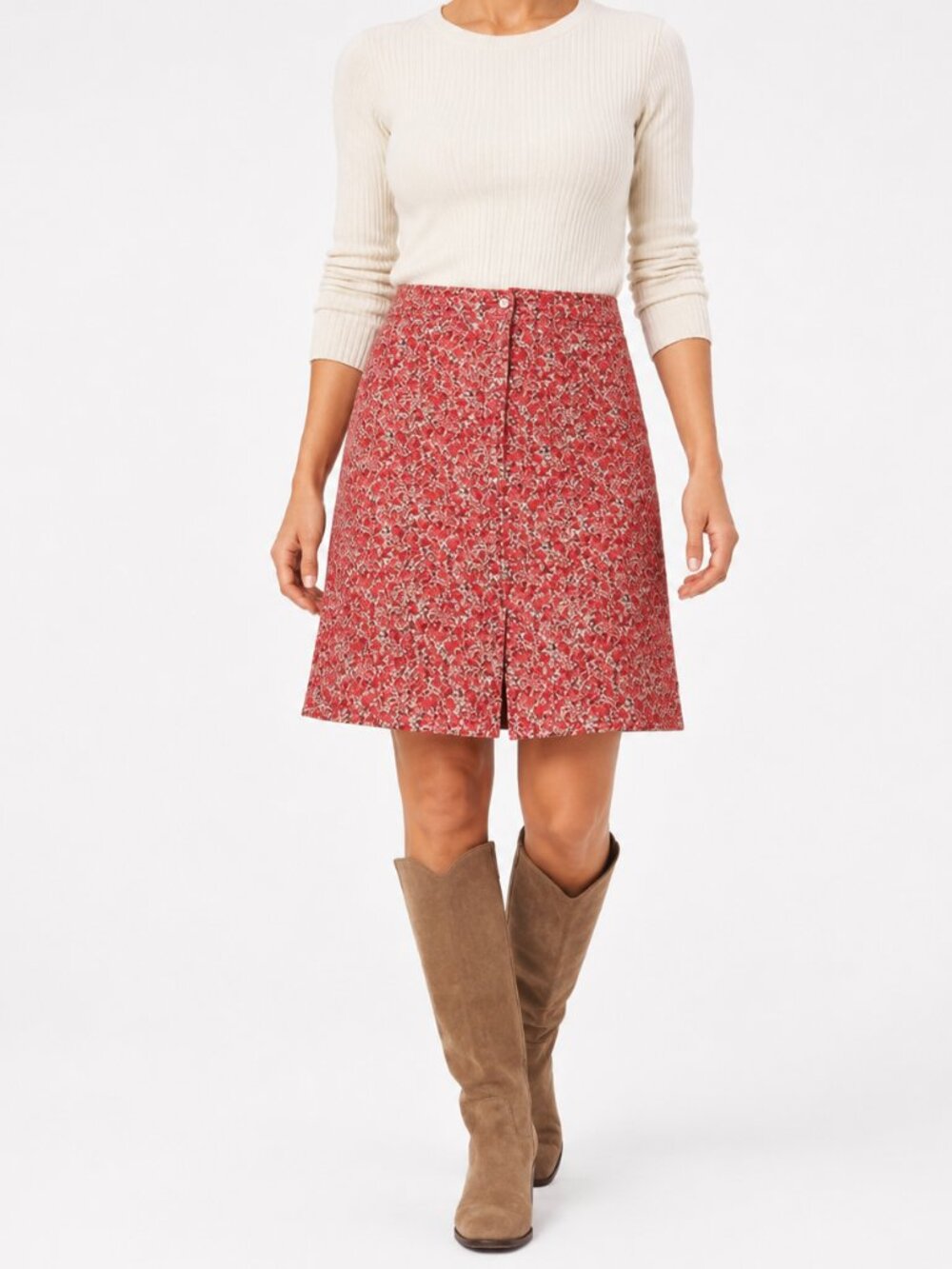 Eddie Bauer Red Ditsy Floral Fairycore Cotton Casual Prarie Cute Skirt [size 10]